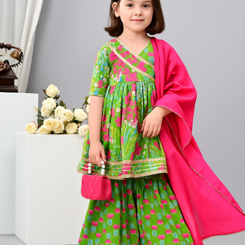Lime Garden Sharara Set